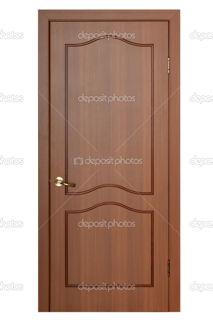 Porte Dentrée En Bois Sur Un Fond Blanc Photographie