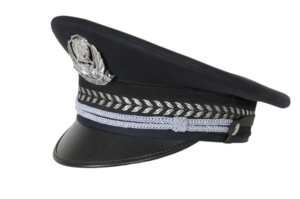 Policja kapelusz na białym tle. Chiny policjanta — Zdjęcie stockowe