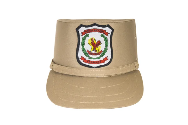 白い背景に対して警察の帽子。パラグアイの警察官 — ストック写真
