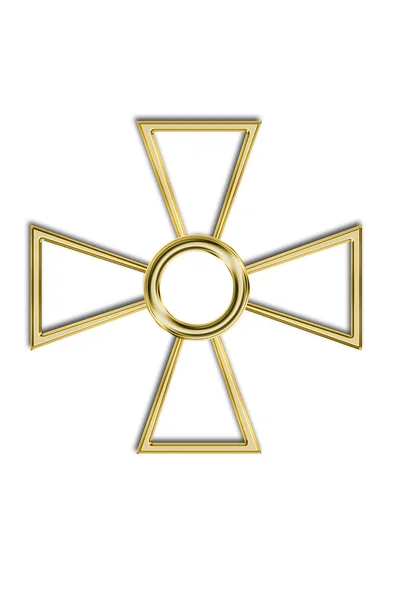 Croix d'or isolée sur blanc . — Photo