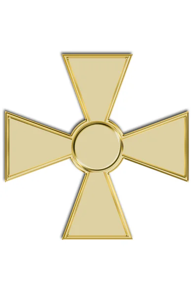 Croix d'or isolée sur blanc . — Photo