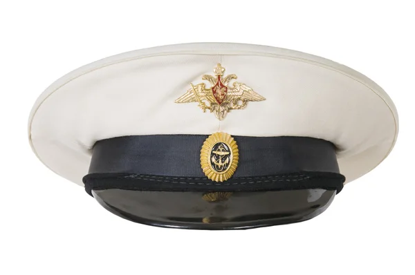 Russian navy officer's cap isolated on a white background — Stock Photo, Image