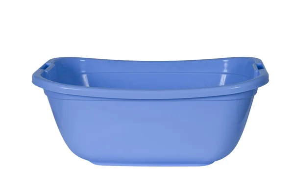 Blue plastic basin, isolated on a white background — Stock Photo, Image