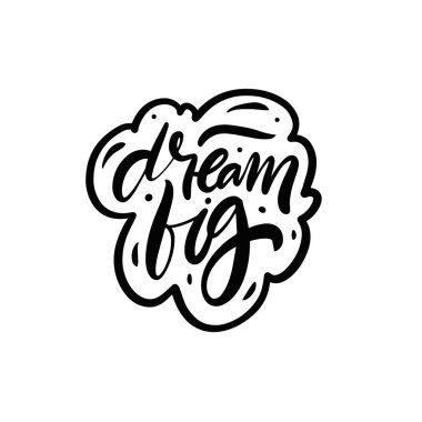 Büyük Düşler Kartı. El çizimi siyah renk kaligrafi ifadesi.