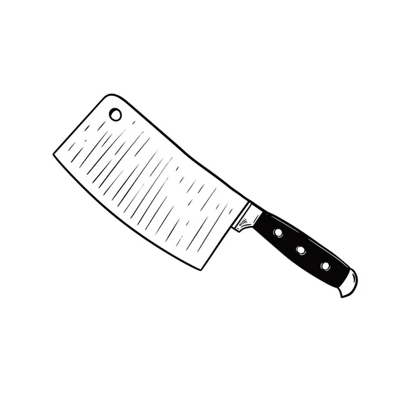 Messer für Fleisch vorhanden. Handgezeichnete Abbildung schwarzer Farbvektoren. — Stockvektor