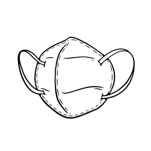 Máscara de proteção branca. Desenho à mão desenho animado ilustração vetorial —  Vetores de Stock