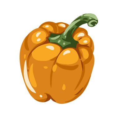 Sarı biberli el, renkli, modern çizim. Gerçekçi vektör illüstrasyonu.