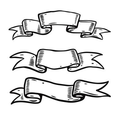 Klasik kurdeleler takın. El çizimi stili. Vektör illüstrasyonu.