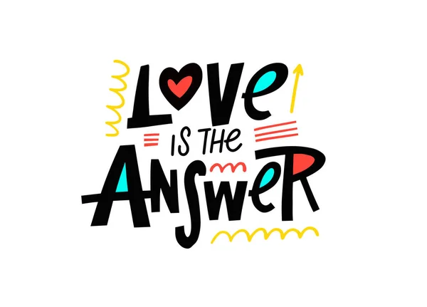 Kärlek är svaret. Handritad modern typografi affisch. Texten i motiveringen. — Stock vektor