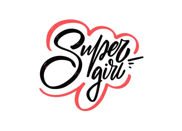 Super Mädchen. Text in moderner Typografie. Feminismus-Satz. Vektorillustration. — Stockvektor