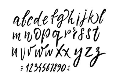 Siyah renkli yazı karakteri vektör yazı tipi. El çizimi modern hat sanatı.