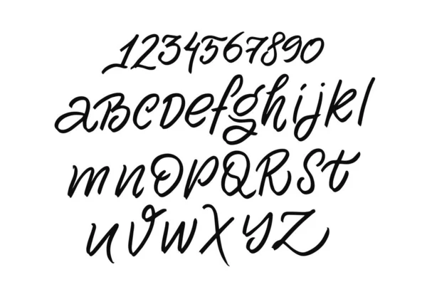 Caligrafía de pincel de color negro del alfabeto. Tipo de letra Lettering. — Vector de stock