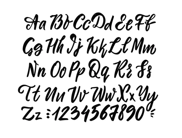 Alfabe kaligrafi tasarım elemanları ayarlandı. Metin işaretleri klasik biçimi. — Stok Vektör