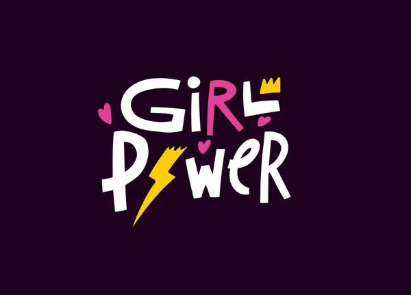 Girl Power. Estilo tipográfico de letras moderno. Frase de mujer feminista. Ilustración vectorial colorida. — Archivo Imágenes Vectoriales