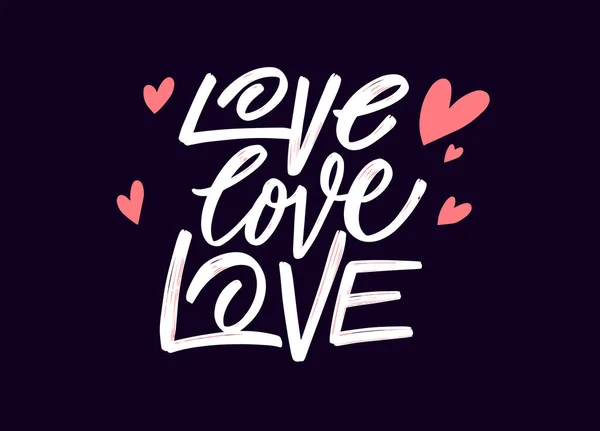 Kärlek kärlek. Vita manus bokstäver fras. Modern typografi text. — Stock vektor