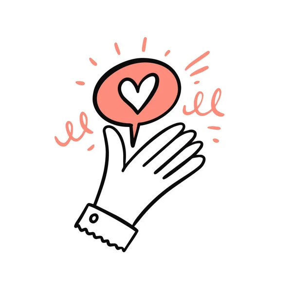 Рука Любовью Иконка Сердца Рисует Красочные Карикатуры Векторная Иллюстрация — стоковый вектор