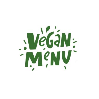Vejetaryen menüsü. El çizimi yeşil renkli modern tipografi metni. Kafe ya da restoran harfleri..