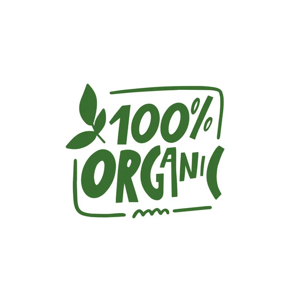 100 Biologisch Ecologie Natuur Groene Kleur Belettering Zin Moderne Typografie — Stockvector