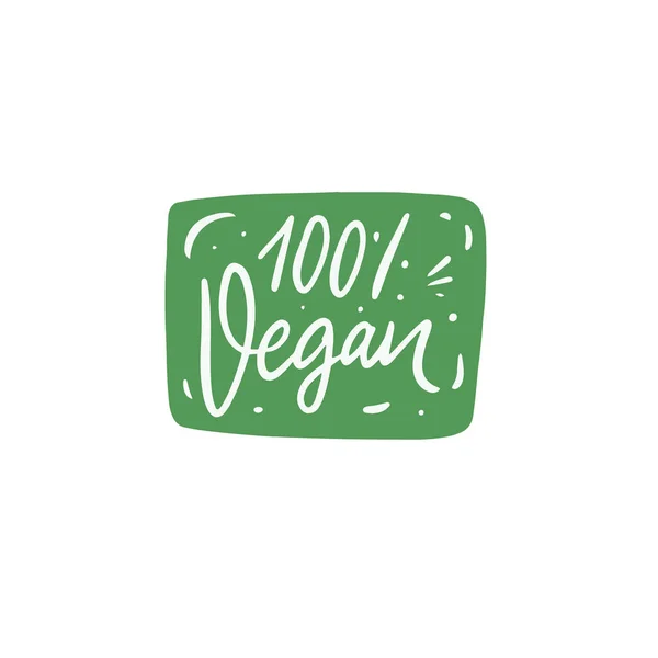 Texto 100 Vegan Desenhado Mão Forma Cor Verde Cor Branca — Vetor de Stock
