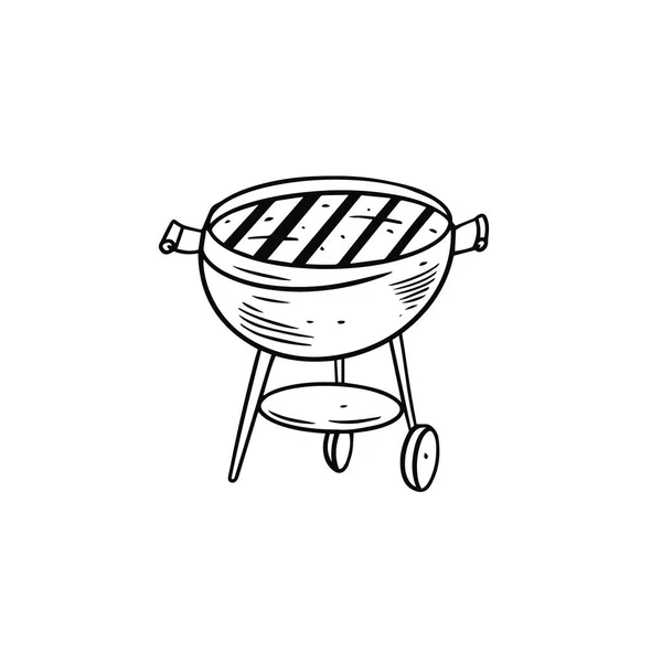 Grill Eller Bbq Svart Färg Vektor Illustration Handritad Skiss Stil — Stock vektor