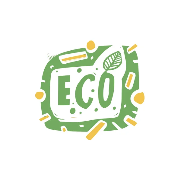 Eco Mão Desenhada Cor Verde Sinal Lettering Natureza Salve Frase — Vetor de Stock