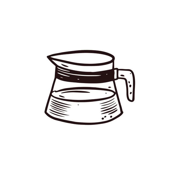 Cafetera Vidrio Icono Dibujado Mano Garabato Color Negro Estilo Boceto — Vector de stock