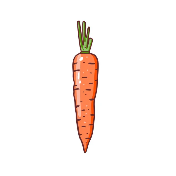 One Carrot Icon Hand Drawn Colorful Cartoon Style Vector Illustration — Stock vektor