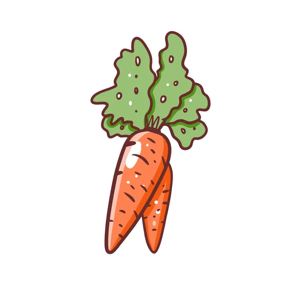 Cute Orange Carrot Vegetable Hand Drawn Colored Sketch Style Vector — Stock vektor