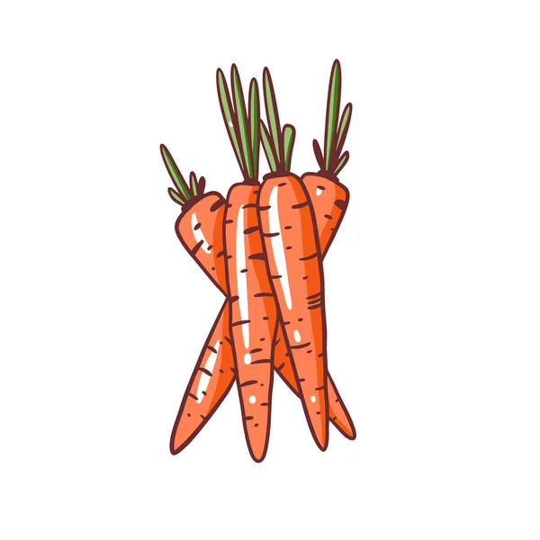 Gaya Kartun Berwarna Carrots Siap Ilustrasi Vektor Gambar Tangan Ikon - Stok Vektor