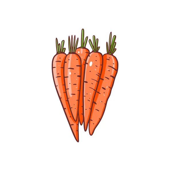 Conjunto Zanahorias Vegetales Dibujadas Mano Ilustración Vectorial Plana Estilo Caricatura — Vector de stock