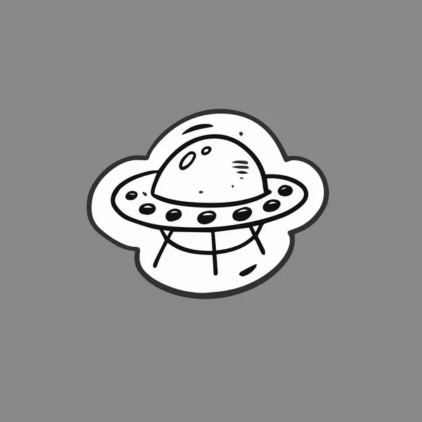 Ufo Alien Icon Hand Drawn Doodle Cartoon Art Sketch Sticker — Wektor stockowy