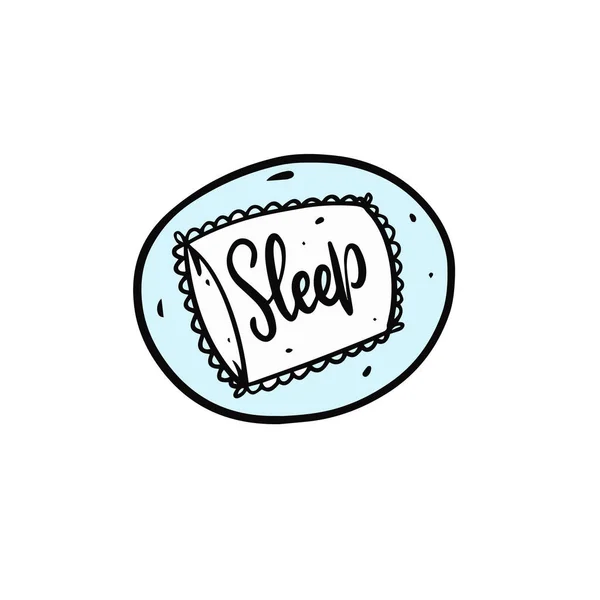 Hand Drawn Colorful Pillow Icon Sleep Text Lettering Colorful Vector — Stock vektor