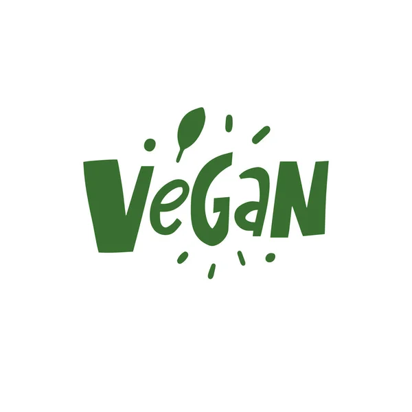 Vegan Word Hand Drawn Modern Typography Lettering Text Green Color — Stockvektor