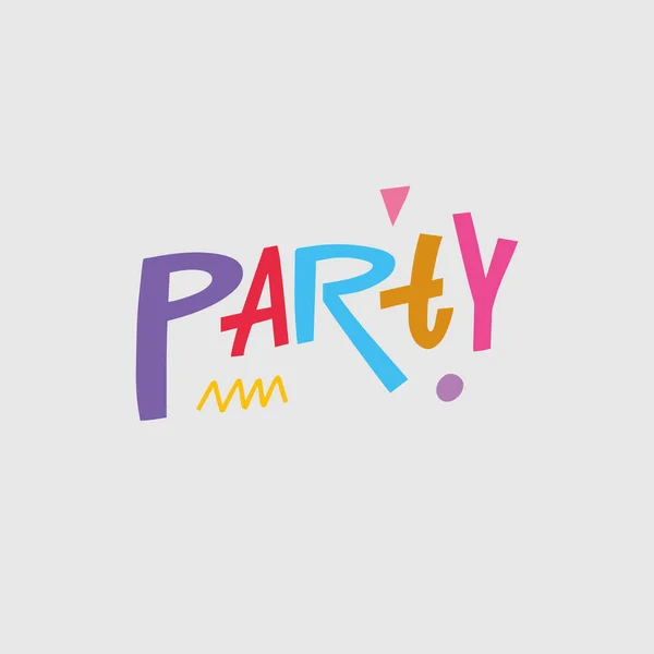 Party Word Hand Drawn Lettering Modern Typography Text Vector Art — ストックベクタ