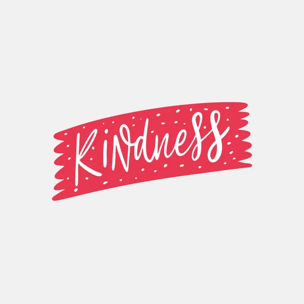 Kindness Word Hand Drawn Pink Color Lettering Text Vector Doodle — Stock vektor