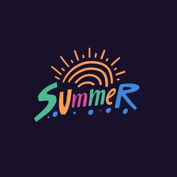 Summer Word Sun Sign Hand Drawn Modern Typography Lettering Text — Stockvector