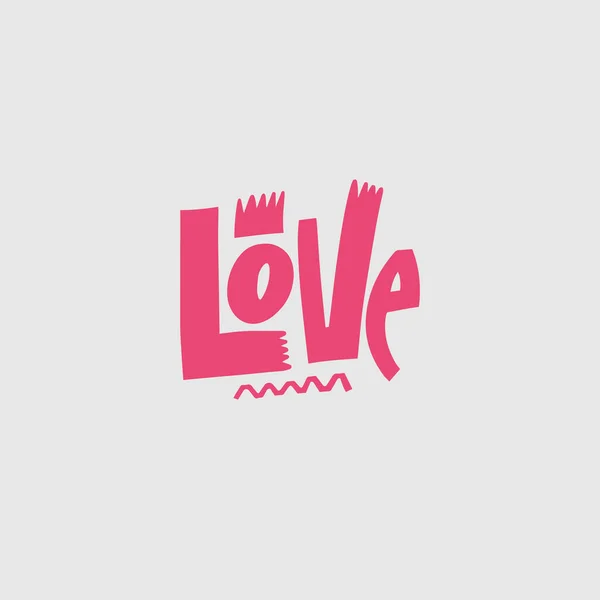 Love Word Pink Color Sticker Doodle Art Vector Lettering Typography — Stockvector