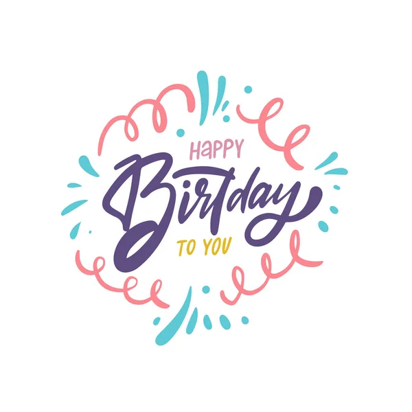 Happy Birthday Colorful Lettering Calligraphy Greeting Card Text Vector Art — ストックベクタ