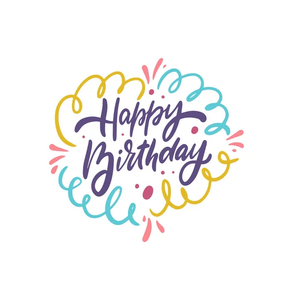 Happy Birthday Colorful Calligraphy Lettering Phrase Celebrate Motivational Text Vector — ストックベクタ