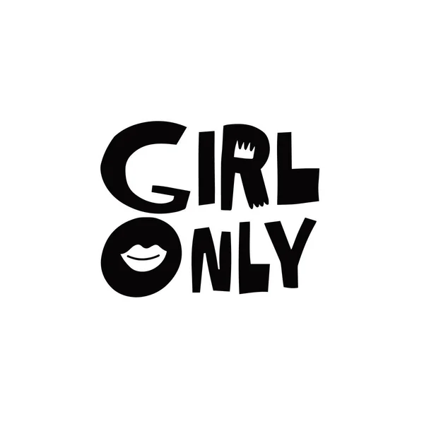 Girl Only Hand Drawn Black Color Modern Typography Lettering Phrase — Stock Vector