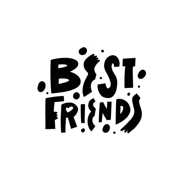 Best Friends Hand Drawn Black Color Modern Lettering Phrase Typography — Wektor stockowy