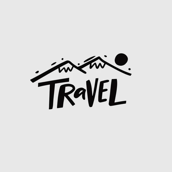 Travel Word Hand Drawn Black Color Lettering Type Vector Art — Wektor stockowy
