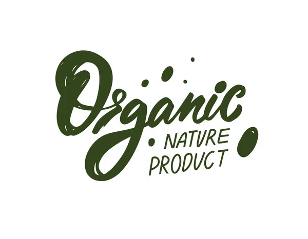 Organic Nature Product Hand Drawn Green Color Modern Brush Calligraphy — Image vectorielle