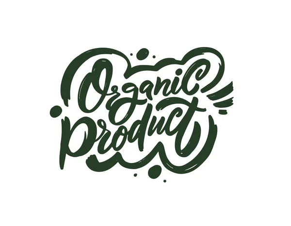 Organic Product Hand Drawn Green Color Modern Brush Calligraphy Phrase — Vetor de Stock