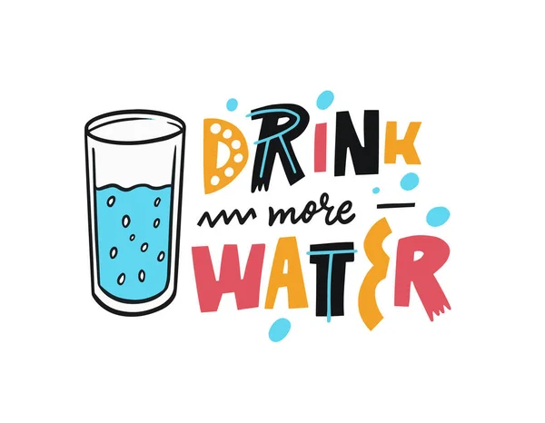 Drink More Water Modern Typography Lettering Text Motivational Phrase Invitation — Stok Vektör