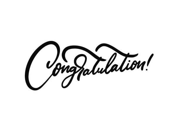 Congratulations Hand Drawn Black Color Calligraphy Phrase Celebration Holiday Lettering — 스톡 벡터