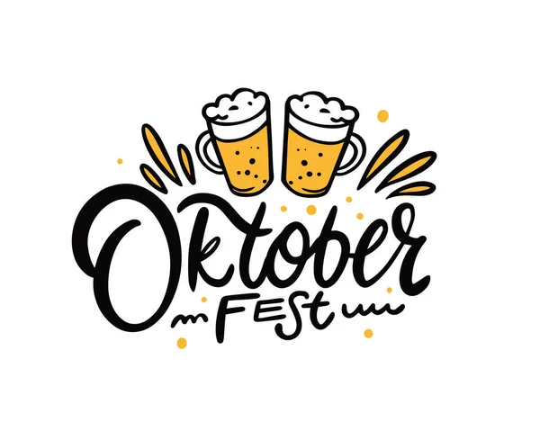 Oktoberfest Black Color Lettering Text Beer Festival Munich Germany Vector — Stockvektor