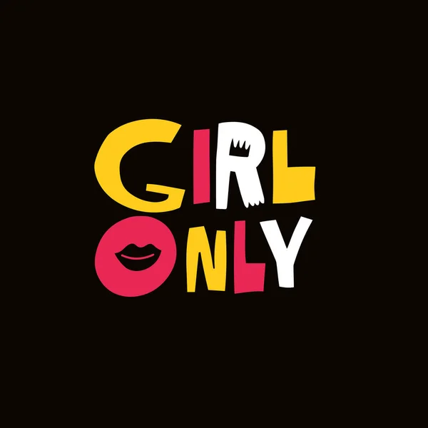 Girl Only Phrase Lettering Colorful Cartoon Style Modern Typography Text — Stockvektor