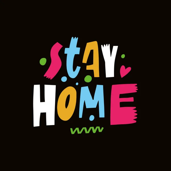 Stay Home Hand Drawn Colorful Cartoon Style Vector Illustration Modern — Stok Vektör