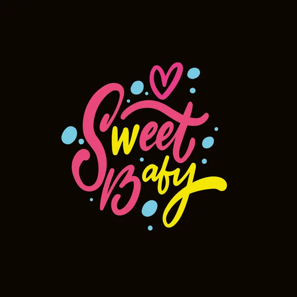 Sweet Baby Hand Drawn Colorful Cartoon Style Vector Illustration Modern — Stock Vector